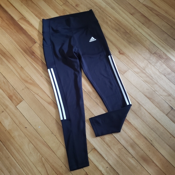 🏷ADIDAS Womens Lightweight High Rise 3-Stripe Mesh 7/8 Leggings - M - Picture 6 of 11